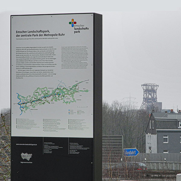 Infosystem zum Emscher-Landschaftspark / Parkautobahn A42