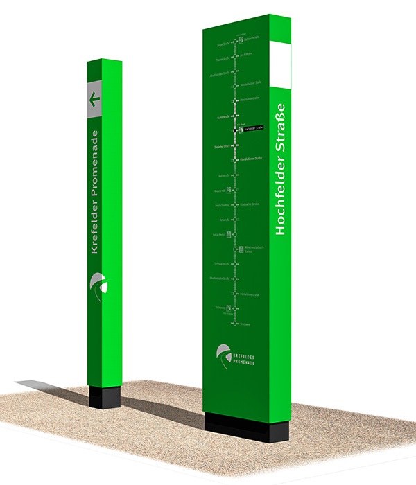 Kennzeichnungs- und Orientierungssystem zur Krefelder Promenade