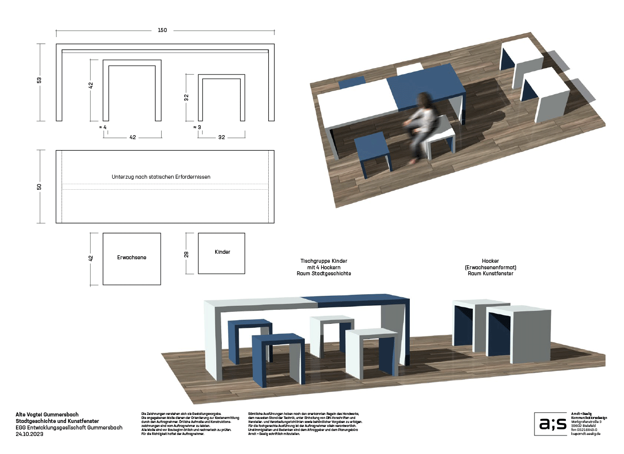 Entwurf Sitzelemente für die Ausstellung
