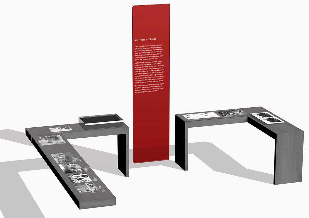 gerenderte Darstellung der Ausstellungsmöbel